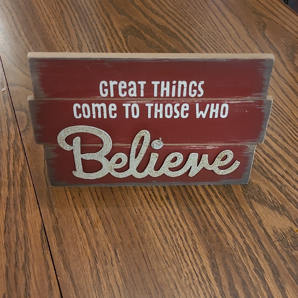 Hallmark "Great Things Come To Those Who Believe" Plank Sign Christmas Decor ♥♥♥
